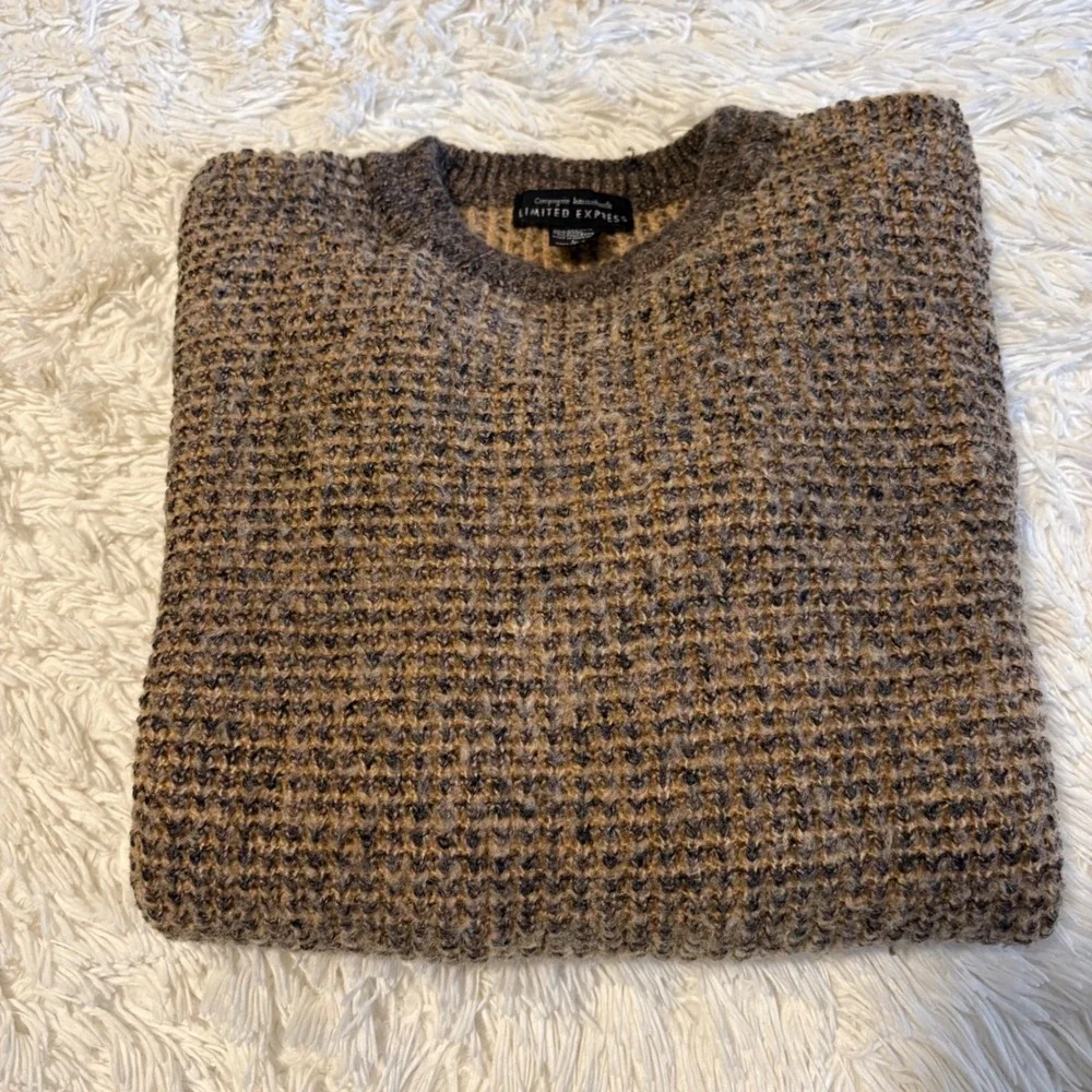 Limited Express Sweater Men Fit M Brown Waffle Knit Wool Blend Vintage Hong Kong